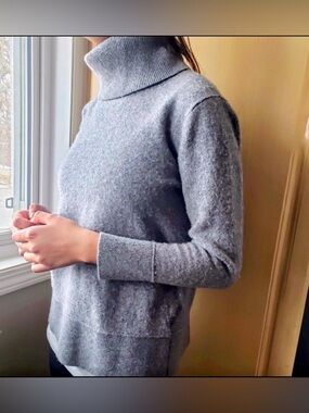 LNWOT - Bleu Gray Merino Wool & Cashmere Blend Turtleneck Sweater size Large
